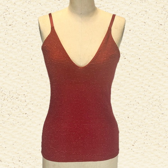 Express Tops - Express One Eleven metallic sparkly tank top scoop v neck stretchy basic staple